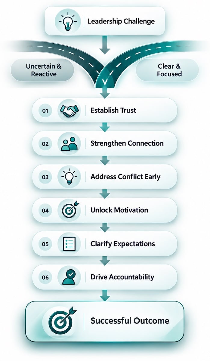 Definition of he six-steps of the Ultimate Leader System manager training course